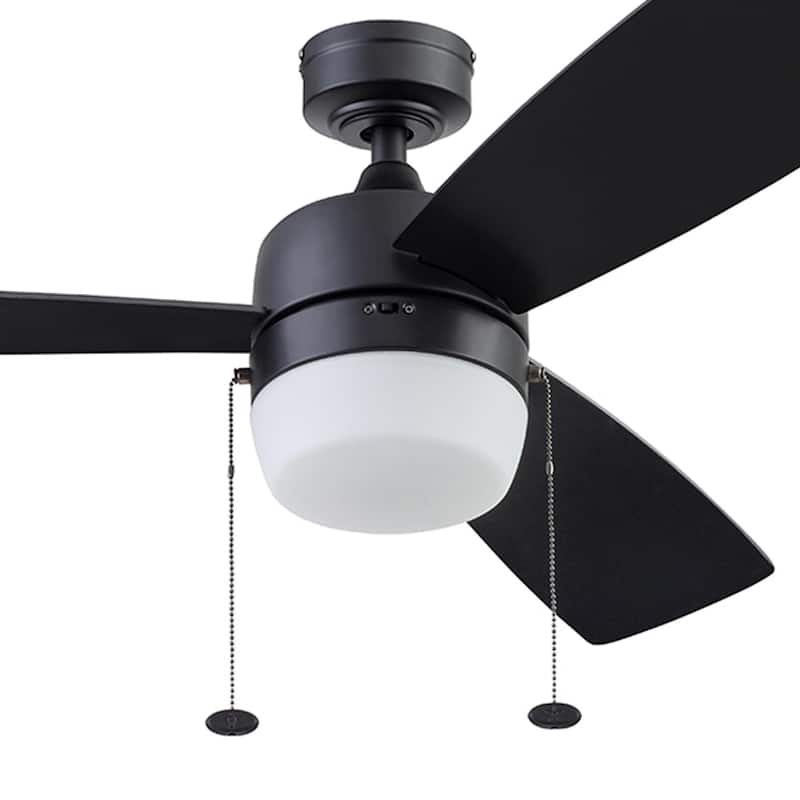 44" Honeywell Barcadero Matte Black Contemporary Indoor LED Ceiling Fan with Light, Pull Chain