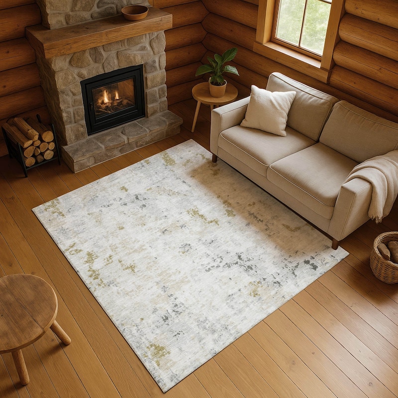 Premium Washable Super Soft Abstract Vintage Mayfield Rug - Linen - 2'6" x 3'10"