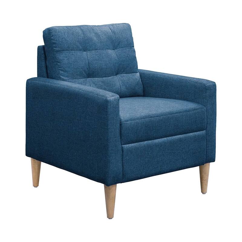 Upholstered Accent Chair with Tufted Back and Solid Wood Legs