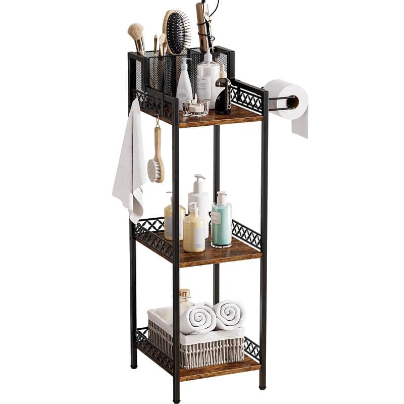 3-Tier Bathroom Shelf Organizer - 11.42"D x 9.85"W x 32.68"H