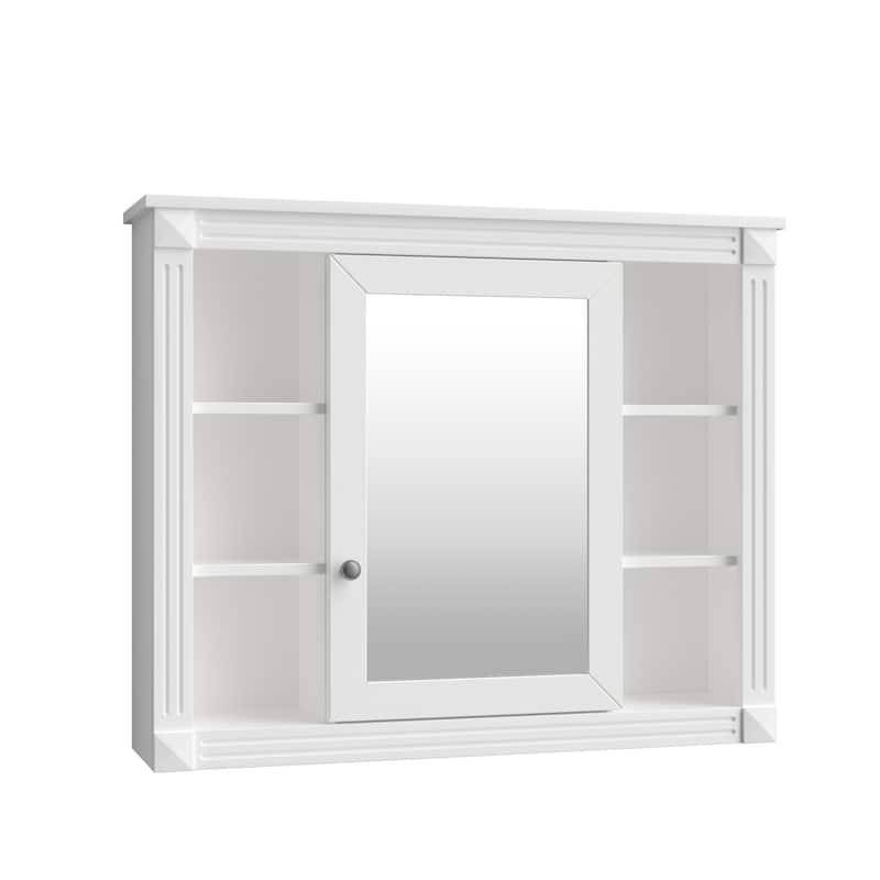 Roomfitters 35'' x 28'' Wall Mounted Bathroom Storage Cabinet with Mirror, Modern Medicine Cabinet with 6 Open Shelves