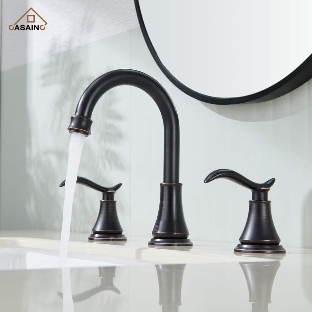 8 in. Widespread Double Handle Bathroom Faucet with Drain Kit Included