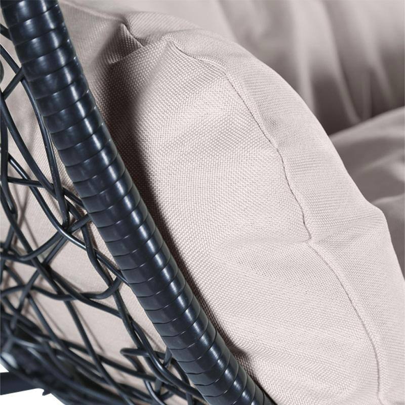 2-Person Outdoor Hanging Egg Chair with Teardrop Frame, Weather-Resistant Cotton Cushioned Seat for Patio and Indoor Use