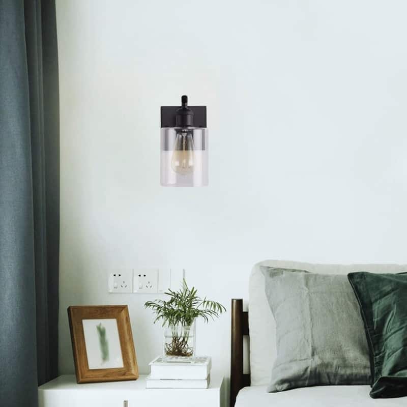 Industrial wall sconce black wall light glass, metal light fixture