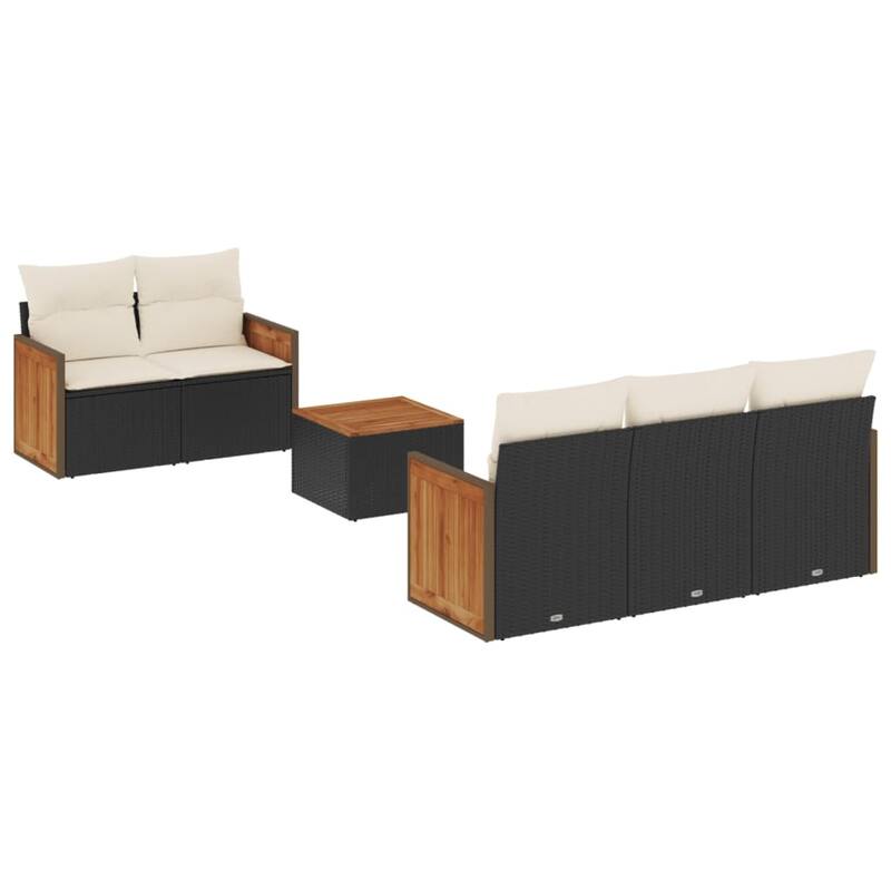 vidaXL Garden Sofa Set Black - 21.7 x 21.7 x 14.6 in