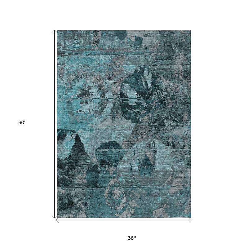 Alnave Artistic Abstract Weather Resistant Blended Style Runner Outdoor Rug