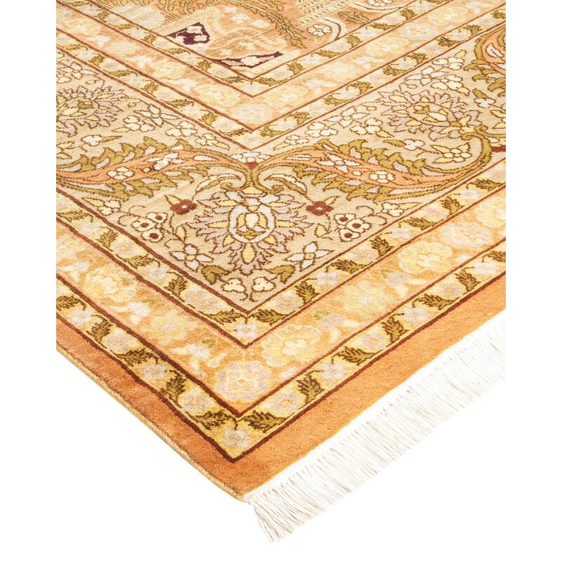 Overton Hand Knotted Wool Vintage Inspired Traditional Mogul Brown Area Rug - 9' 0" x 12' 5"