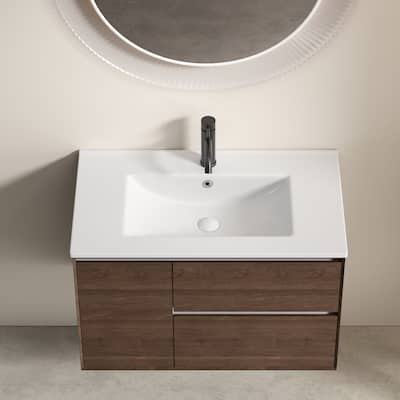 30 Inch Glossy White Ceramic Vessel Sink