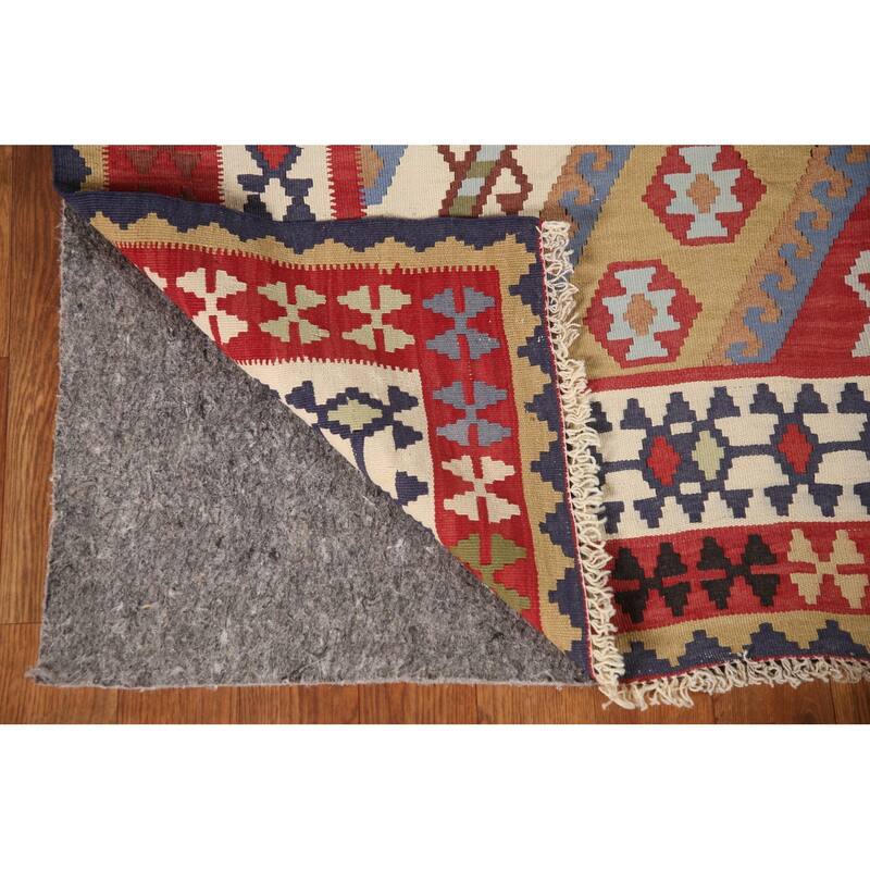 Vegetable Dye Flatweave Kilim Qashqai Persian Antique Area Rug - 5'1"x 7'0"