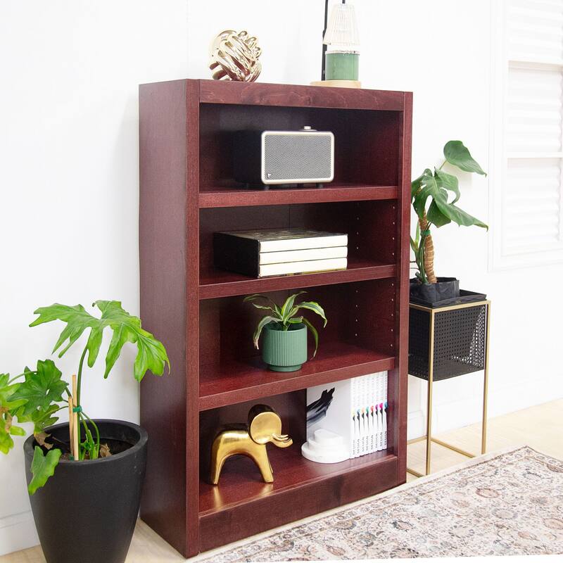 Concepts in Wood 4 Shelf Wood Bookcase, 48 inch Tall