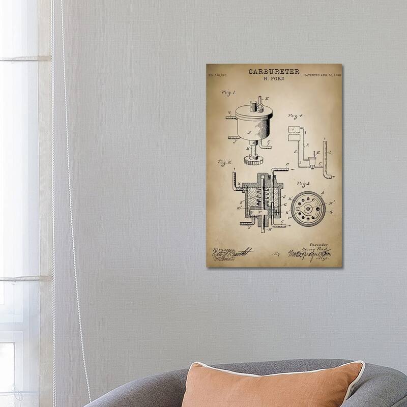 iCanvas "Ford "Carbureter"" by PatentPrintStore Canvas Print - 26x18x1.5