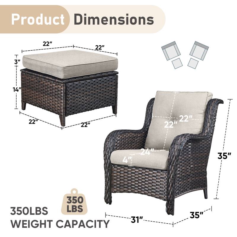 Outdoor Arm Chair with Cushion Rattan Chair