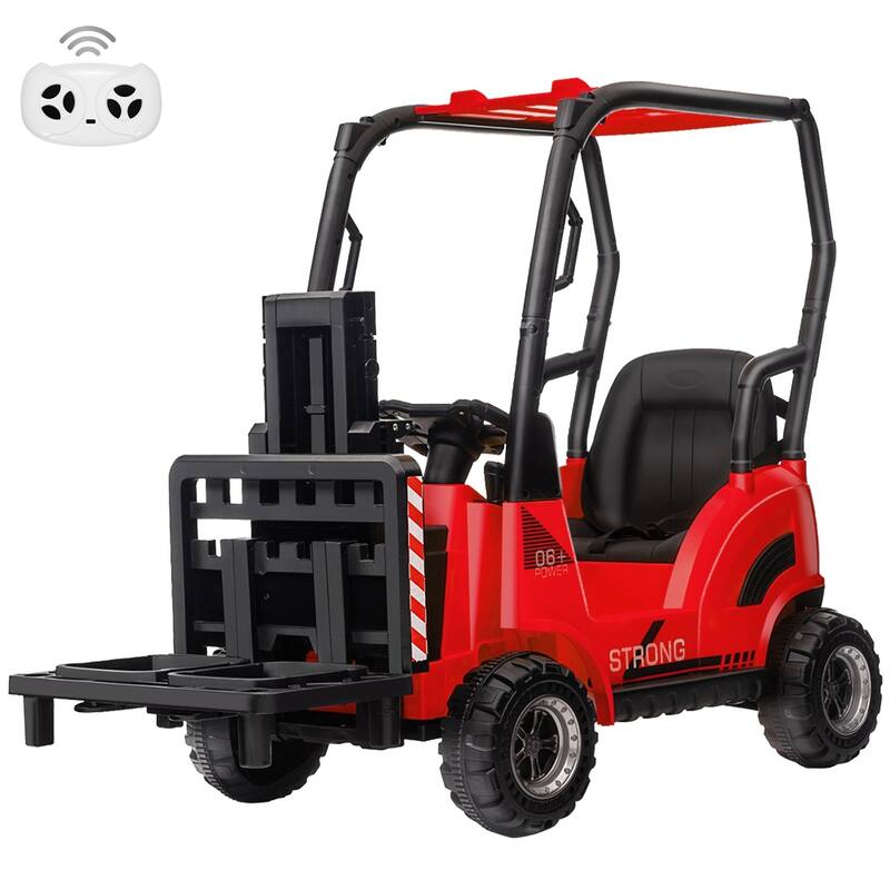 12V Kids Ride on Car With Tent,Electric Ride On Forklift with Remote Control,2 Speeds - Red