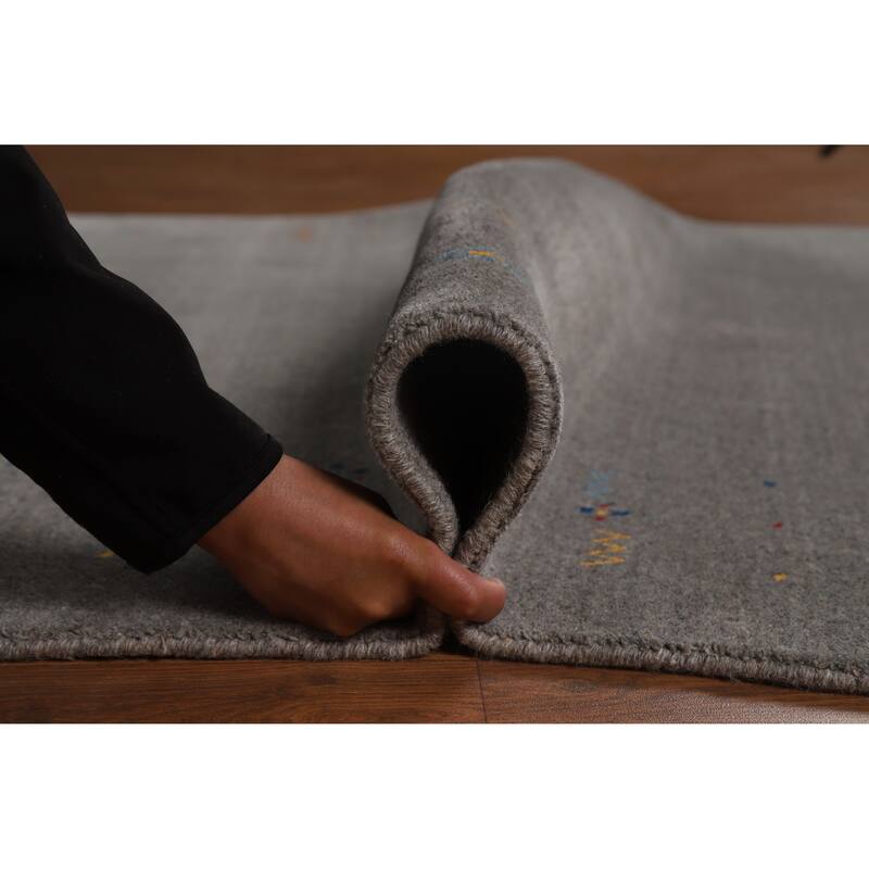 Hand Knotted Oriental 100% Wool Carpet Tribal Tribal Greys & Charcoal Gabbeh Area Rug - 8' 3'' X 5' 1''