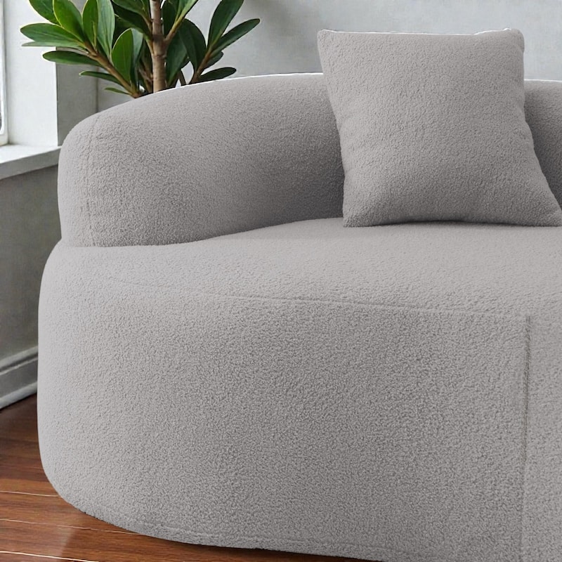 66.93 Inch Curved Loveseat Compression Sofa, Teddy Velvet No Assembly Couch for Small Spaces Apartments