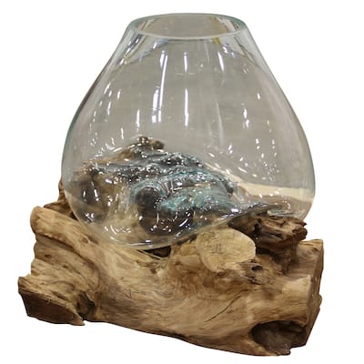 Harp & Finial Bali 18-inch Natural Root Glass Bowl
