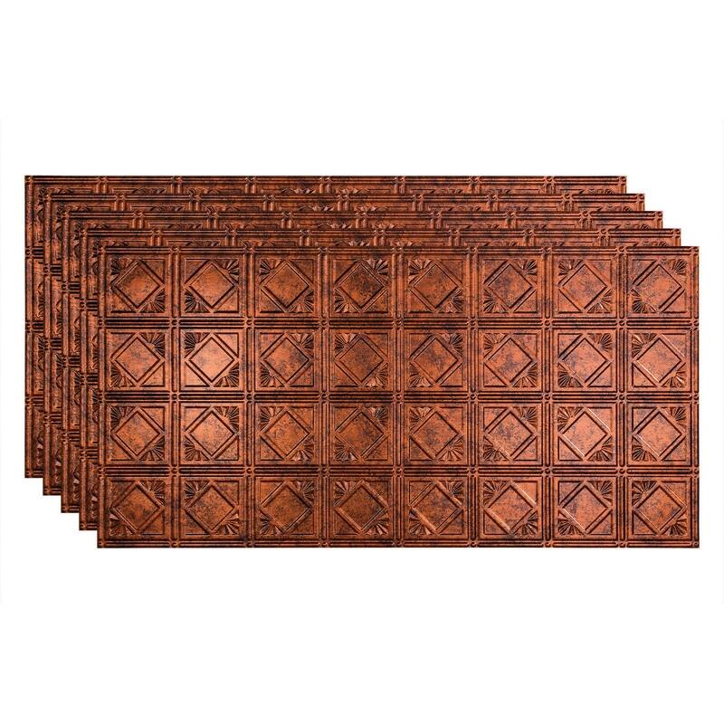 FASÄDE Traditional Style 4 Decorative Vinyl 2ft x 4ft Glue Up Ceiling Panel in Moonstone Copper (5 Pack) - 5 Pack - Moonstone Copper