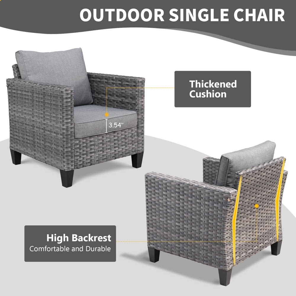 OVIOS 8-piece Patio Wicker Conversation Furniture Set with-image