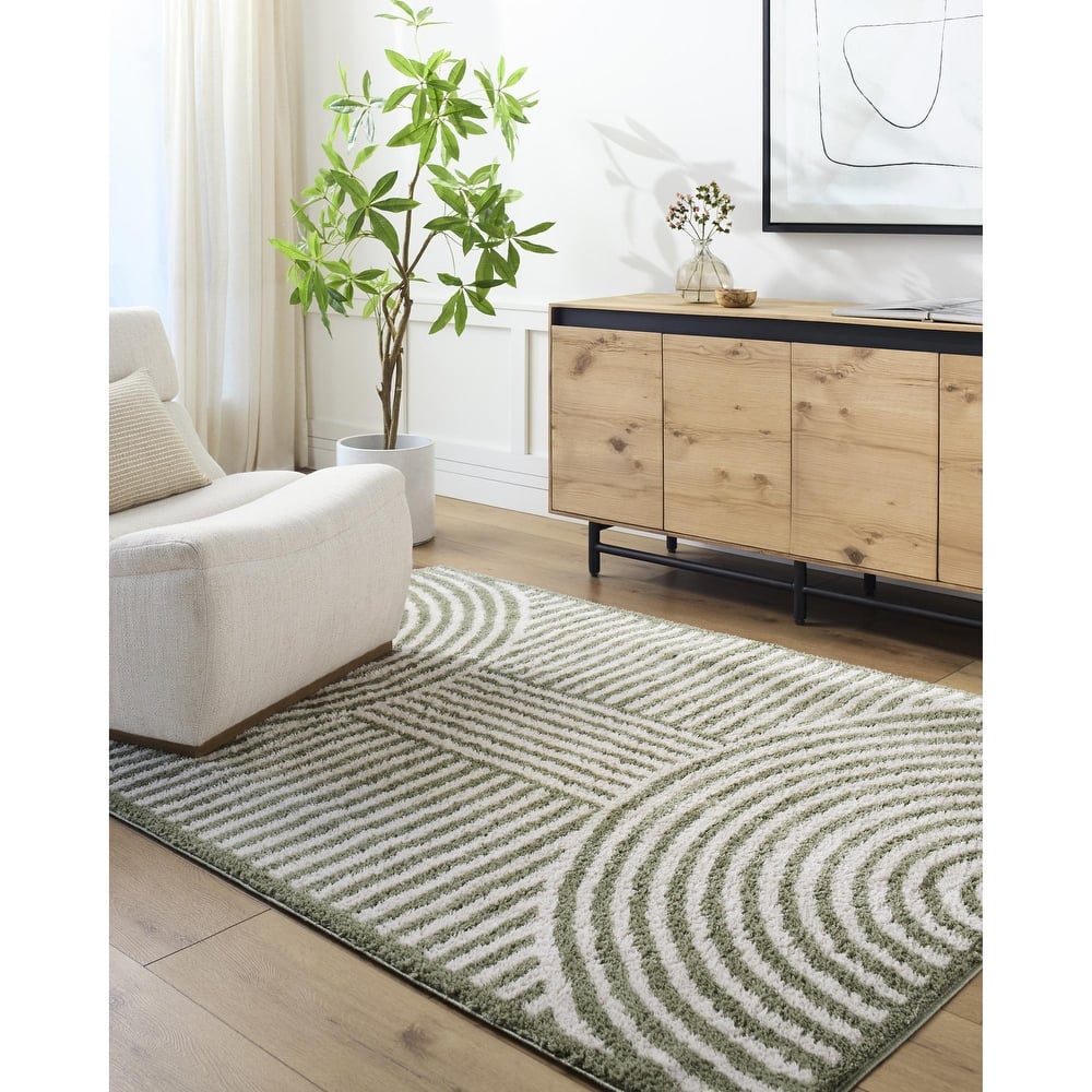 Livabliss Fossay Shag Modern & Contemporary Stripe Washable Area Rug