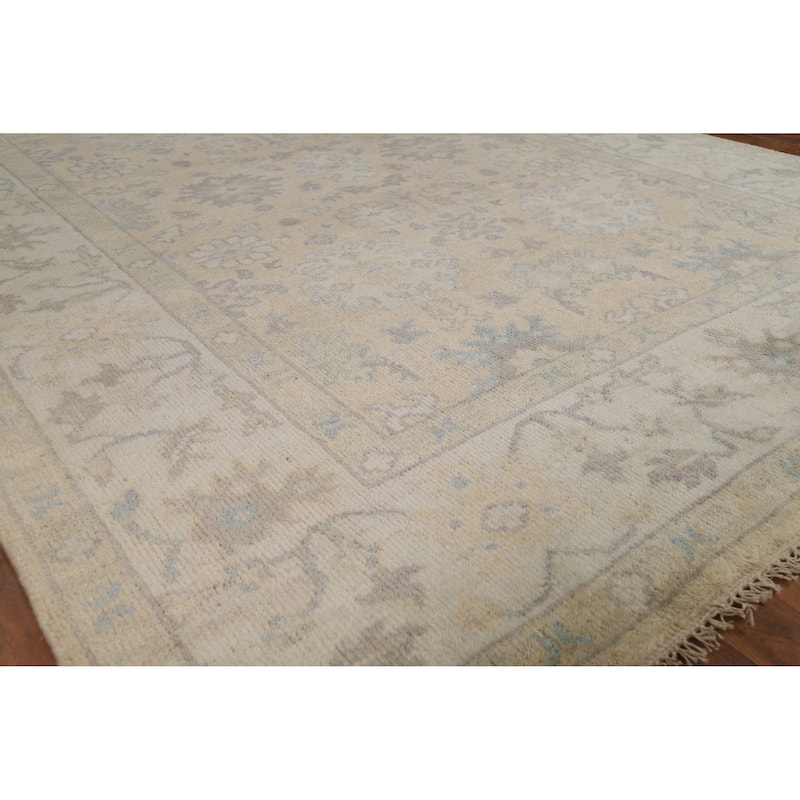 Earth Tone Oushak Indian Area Rug Handmade Bedroom Wool Carpet - 6'2" x 8'8"
