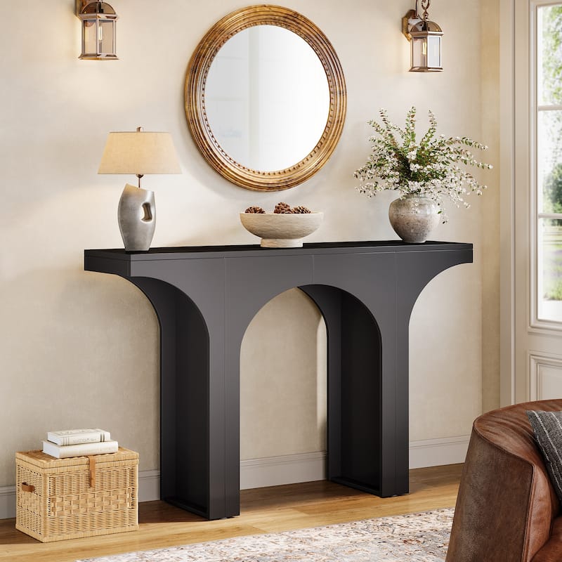 47 Inches Entryway Console Table, Wood Sofa Table - 1 PCS - Black