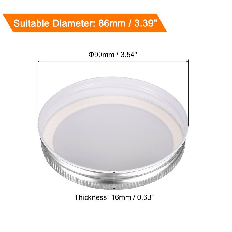 Mason Jar Lids, 24 Pcs - Tinplate Canning Lids Leak Proof - Silver - 86mm