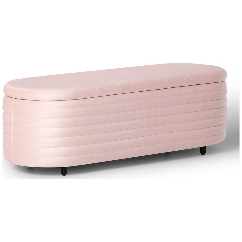Farrah Velvet Polyester Flip Top Storage Ottoman - 54"