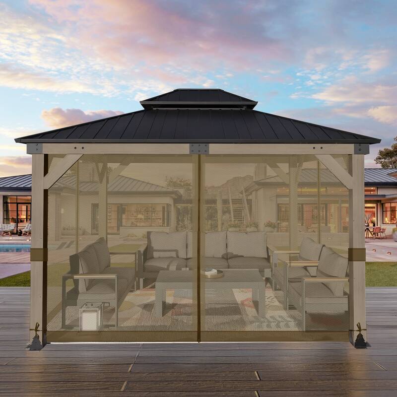 Aoodor Universal 12 x 14 ft. Gazebo Replacement Mosquito Netting Screen 4-Panel Sidewalls (Only Netting)