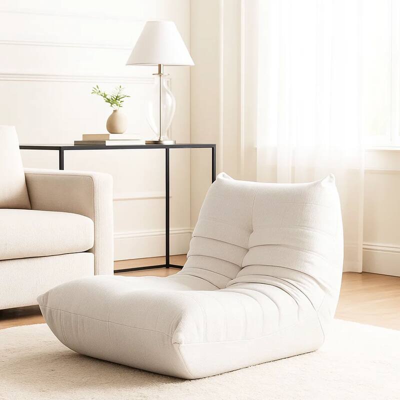 Ezee Armless Chair, Low Profile Floor Seating, Pleated Polyester, 42 Inch