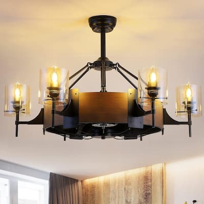 39.5" Downrod Chandilier with ABS Blades,Modern Ceiling Fan Light with Remote and DC Motor - 39.5 Inches