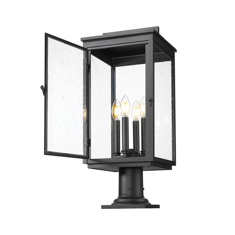 Z-Lite 5019PHBR-533PM Hartwell 4 Light 25" Tall Post Light with Seedy