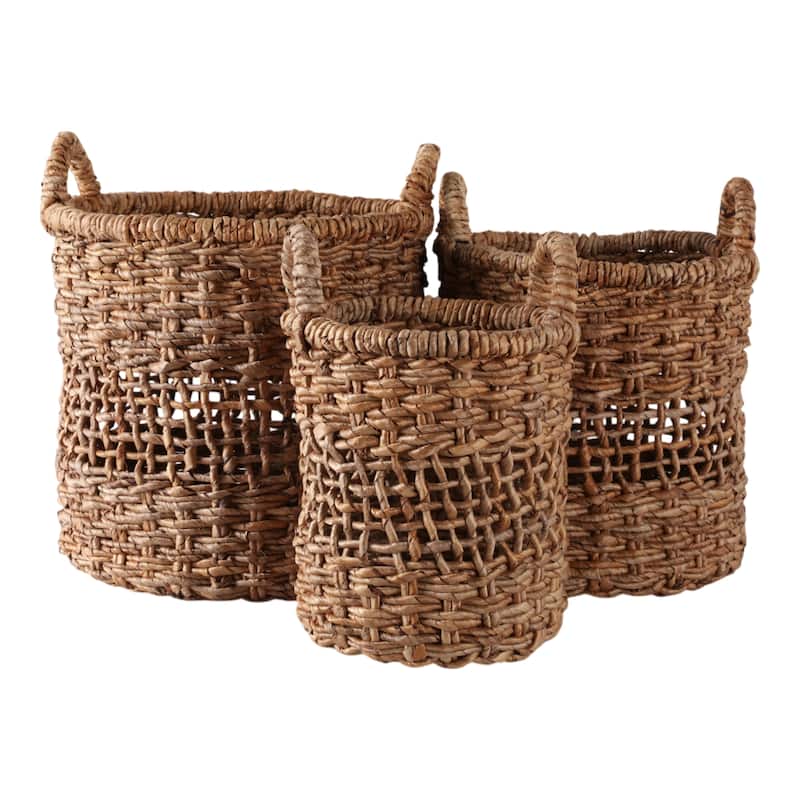 Woven Storage Basket Nesting Design (Set of 3) - 17", 18", 20" Tan - 17.25" x 17.25" x 19.75"