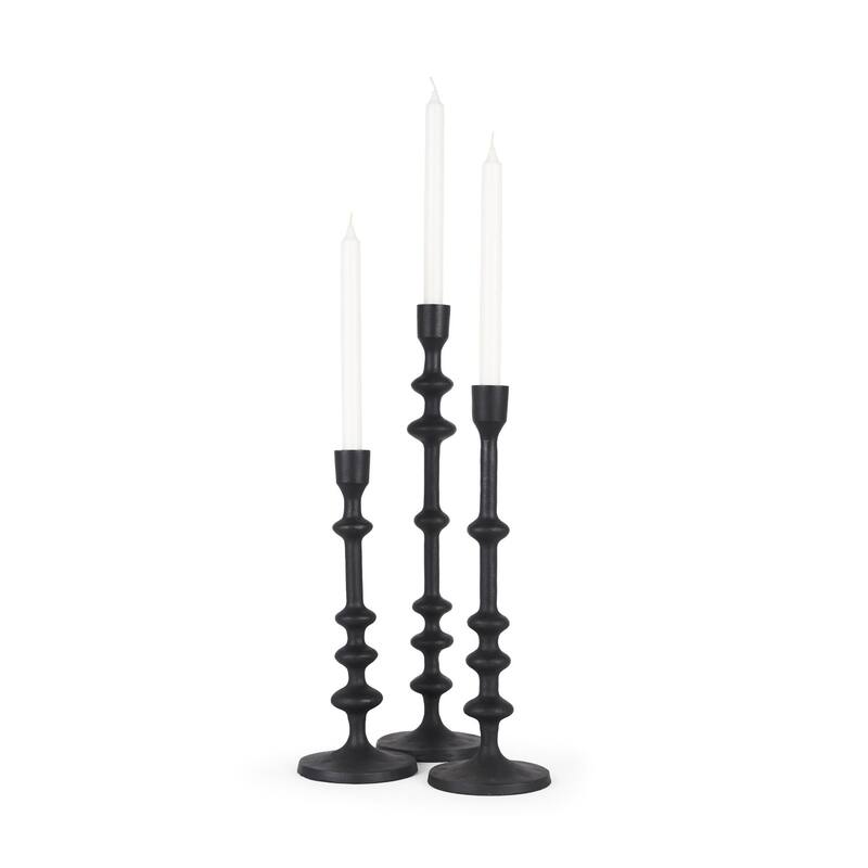 Paolo Matte Black Metal Candle Holder (Set of 3) - 5.0L x 5.0W x 20.0H