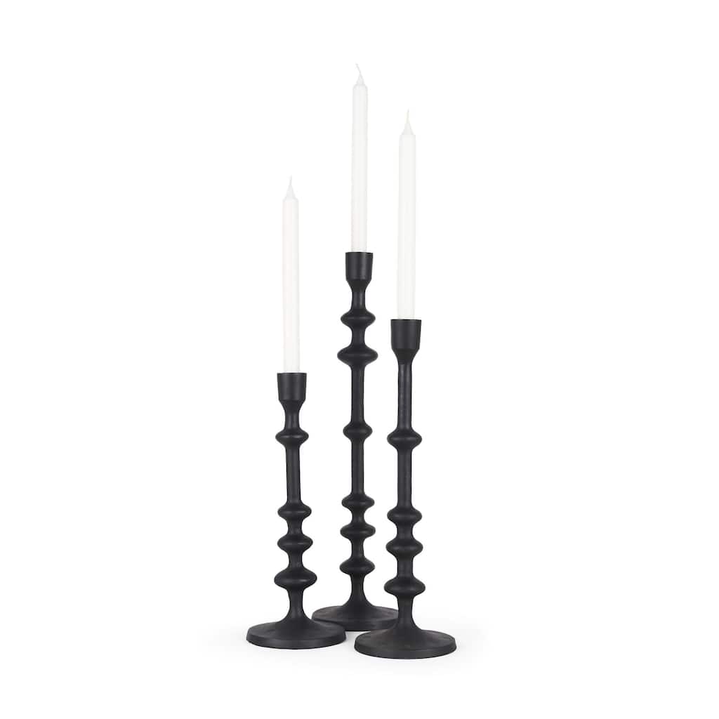 Paolo Matte Black Metal Candle Holder (Set of 3) - 5.0L x 5.0W x 20.0H