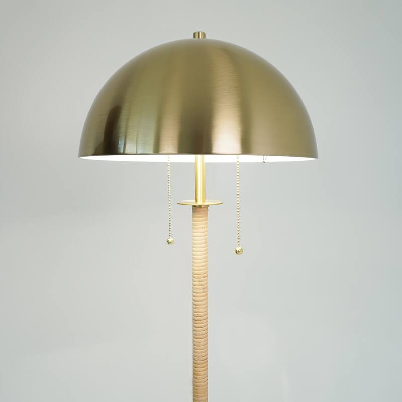 Elegant Duo Two-Light Floor Lamp - Brass