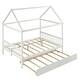 preview thumbnail 27 of 25, Full Size Wood House Bed with Trundle and Roof