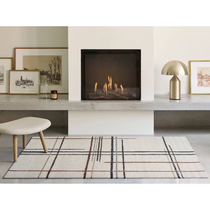 Granada Armandi Beige, Brown, Charcoal, Gold, Gray, Ivory, Rust and White Polypropylene Area Rug - 2'3" x 12' Runner