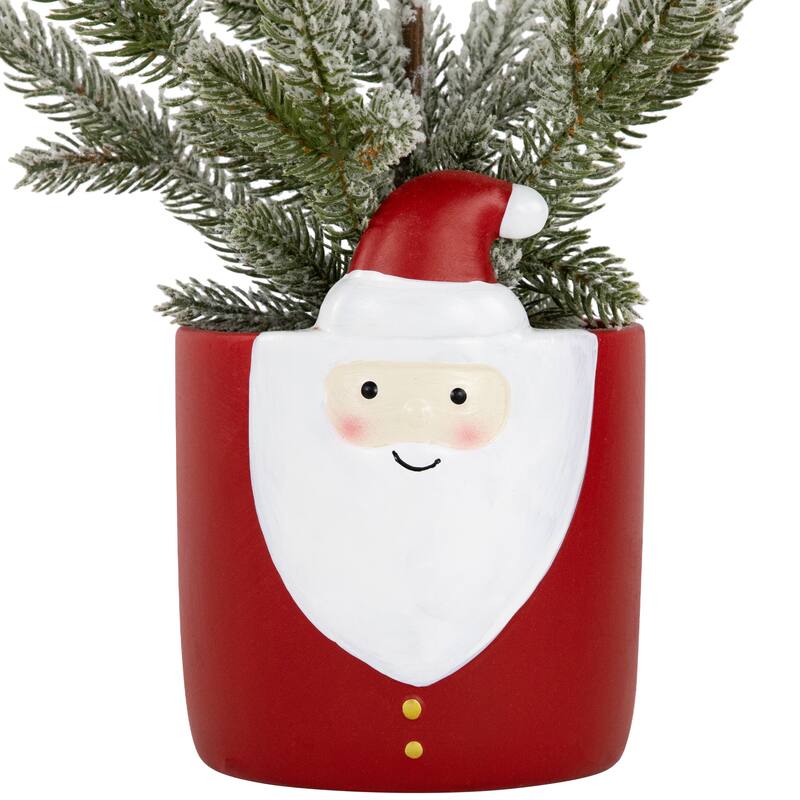 Mini Frosted Artificial Christmas Tree in Santa Pot - 14.75" - Unlit