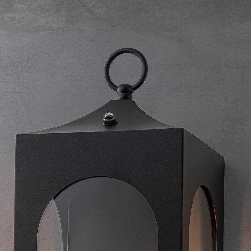 CraftHome Unique/Statement Dusk to Dawn Outdoor Wall Light with Clear Glass Farmhouse Black Exterior Wall Sconce