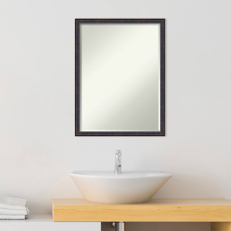 Petite Bevel Wood Bathroom Wall Mirror - Dark Bronze Scoop Frame - Dark Bronze Scoop - 20 x 26 in