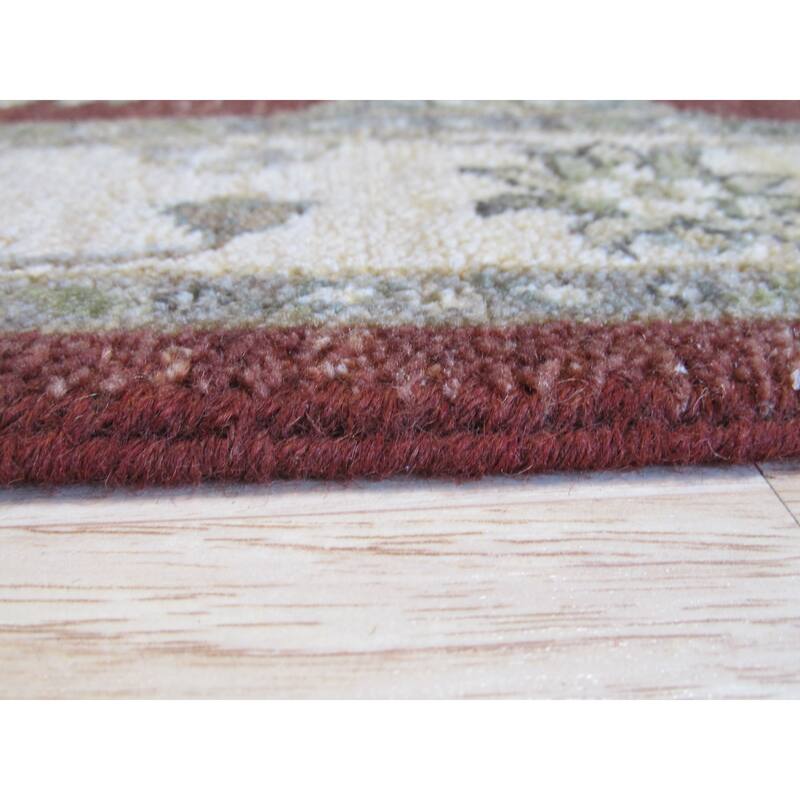 Red Hand-Knotted Wool Traditional Agra Rug, 2'7 x 7'11, Cozy Vibrant Accent - L