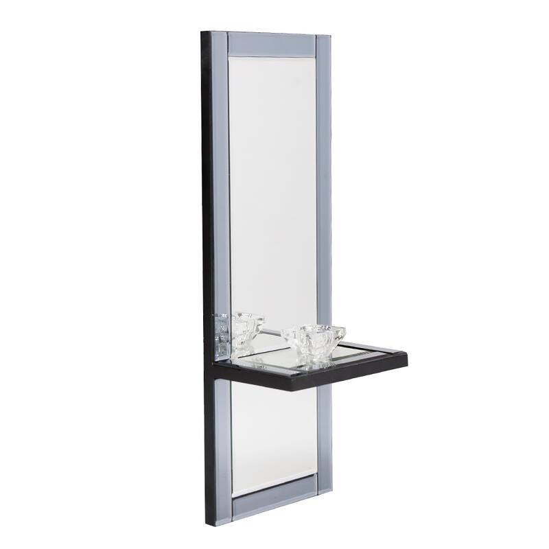 Allan Andrews Beveled Wall Accent Mirror with Candle Holder - 24" x 9"
