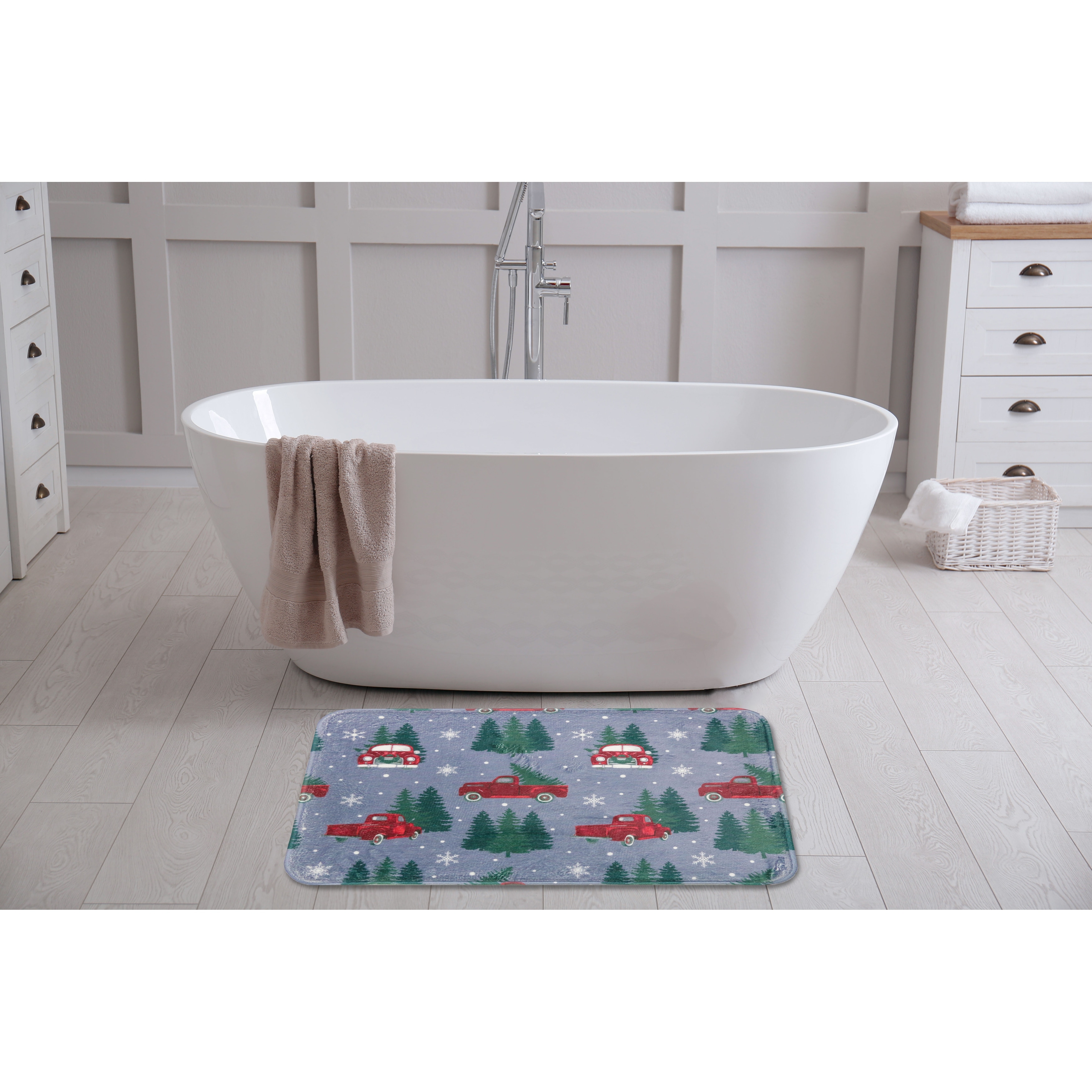 Holiday Truck Grey Printed Foam Rug 17"x24"