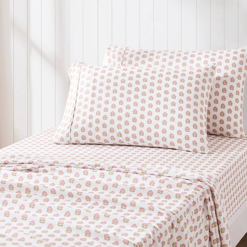 Lush Decor Prisha Floral Peach Sheet Set