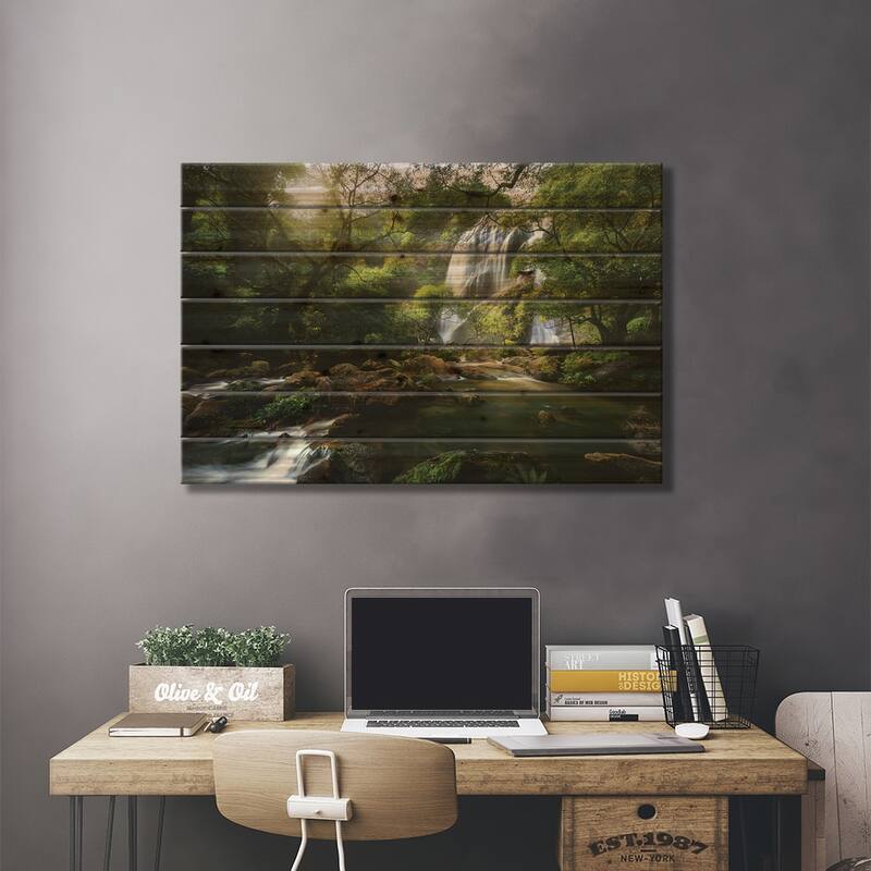 Mountain stream Print On Wood by Patrick Foto - Multi-Color