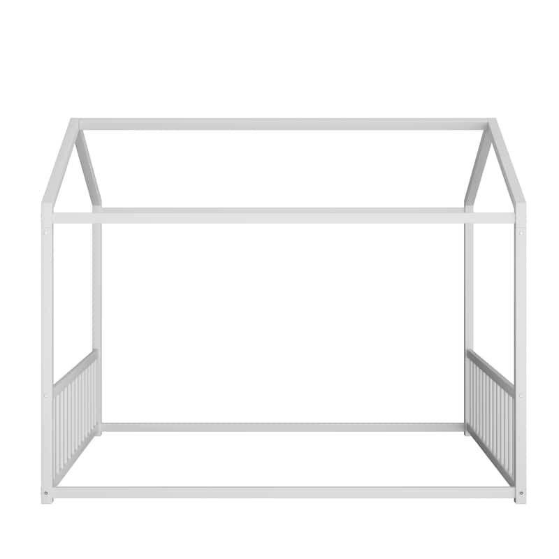Montessori Metal House Bed with End Guardrails by Harper&Bright Designs