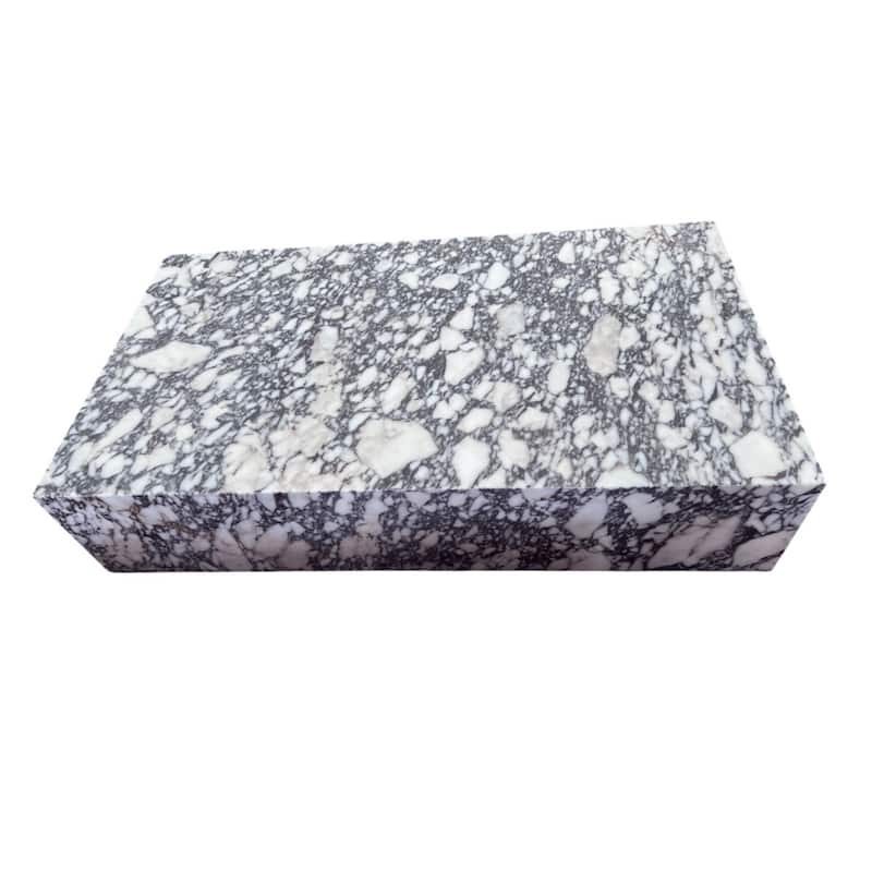 Genuine Marble Block Coffee Table, Matte - Calacatta Viola Marble - 54"