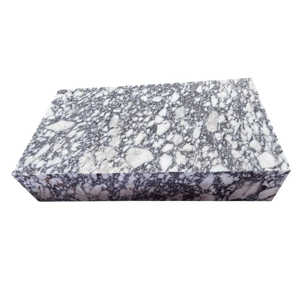Genuine Marble Block Coffee Table - Calacatta Viola Marble, 54" Extra Large