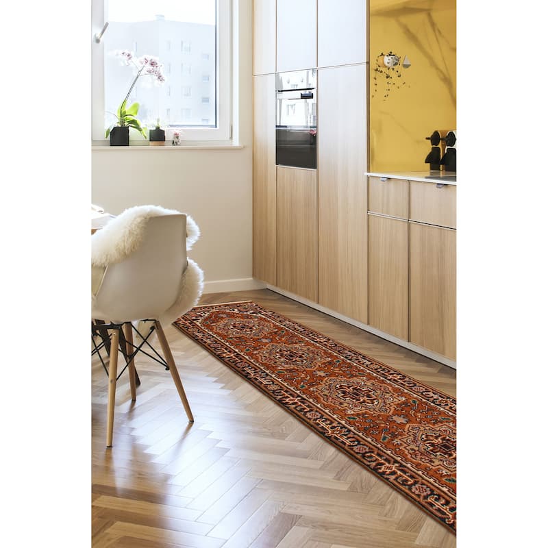 ECARPETGALLERY Hand-knotted Serapi Heritage Copper Wool Rug - 2'5 x 11'7