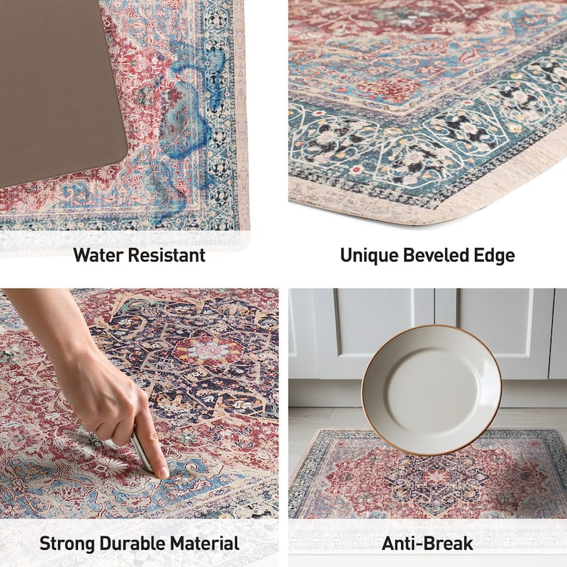 Transitional Medallion Cushioned Anti Fatigue Standing Kitchen Mat